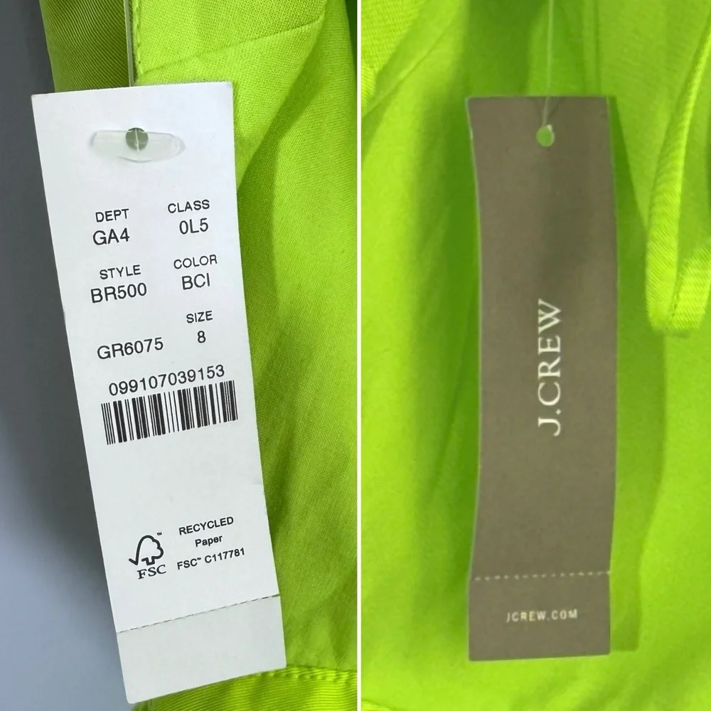 NWT J Crew Collection Limited Edition Taffeta Side Cutout Midi Dress Citrus 8 - Picture 11 of 16